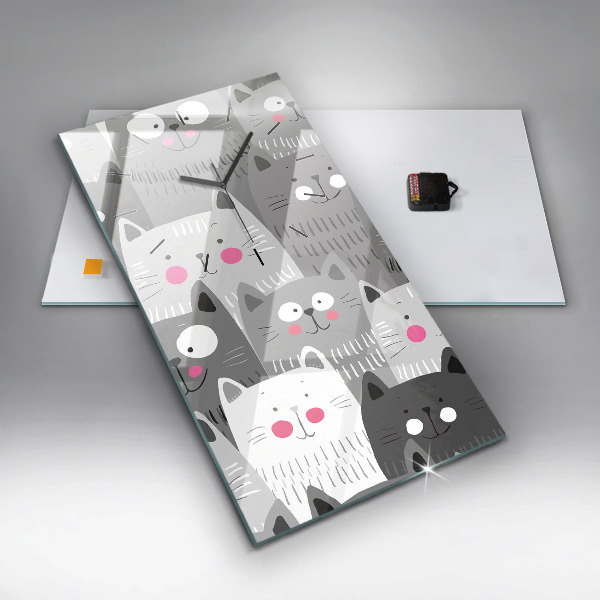 Vertikálne hodiny Bezšvový vzor s mačkami