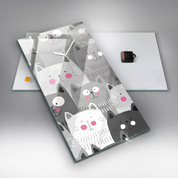 Vertikálne hodiny Bezšvový vzor s mačkami