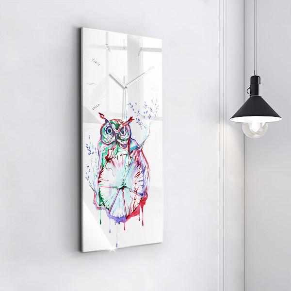 Vertikálne hodiny Ilustrácia sov a hodín