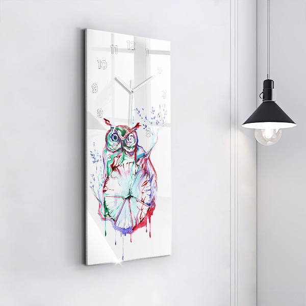 Vertikálne hodiny Ilustrácia sov a hodín