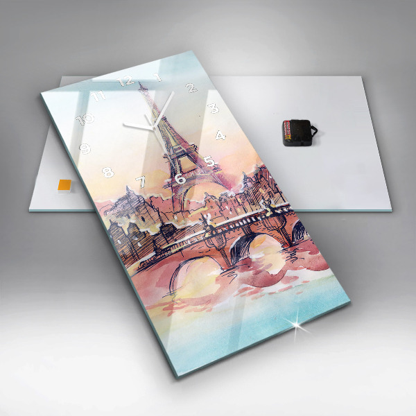 Vertikálne hodiny Maľovaná krajina Paríža