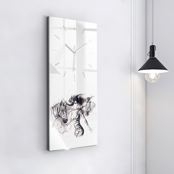 Vertikálne hodiny Žena a zebry