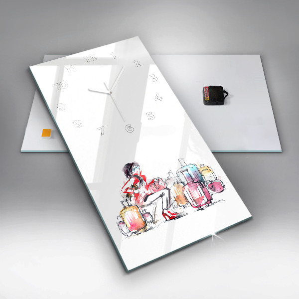 Vertikálne hodiny Žena s kuframi