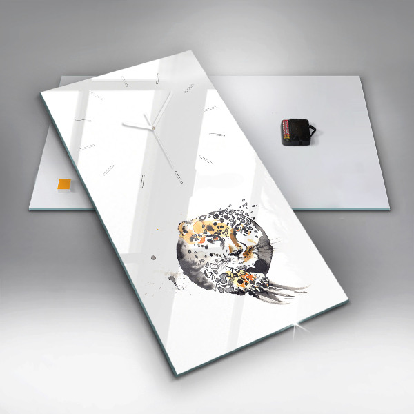 Vertikálne hodiny Gepard vnútri kruhu abstrakcie