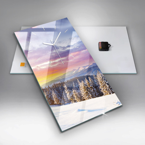 Vertikálne hodiny Zimná horská krajina