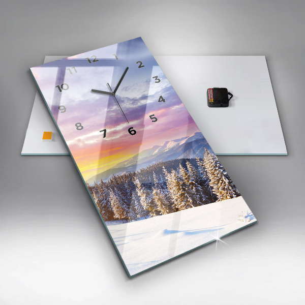 Vertikálne hodiny Zimná horská krajina