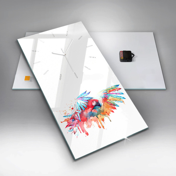 Vertikálne hodiny Farebný červený papagáj