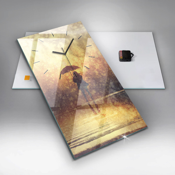 Vertikálne hodiny žena s dáždnikom