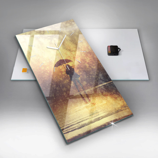 Vertikálne hodiny žena s dáždnikom