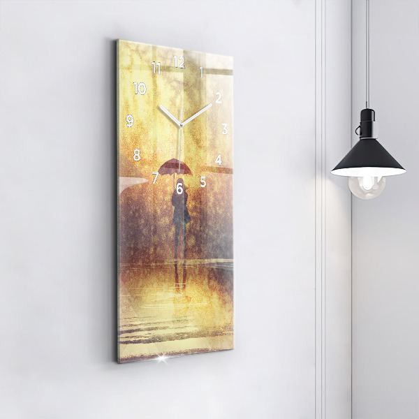 Vertikálne hodiny žena s dáždnikom