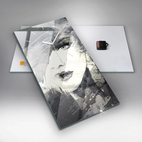 Vertikálne hodiny Žena – akvarely