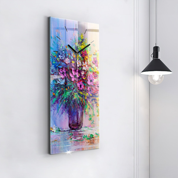 Vertikálne hodiny Kvety vo váze