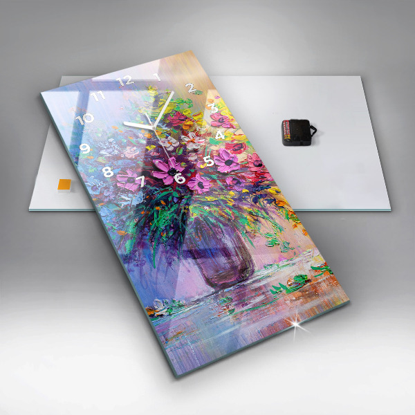 Vertikálne hodiny Kvety vo váze