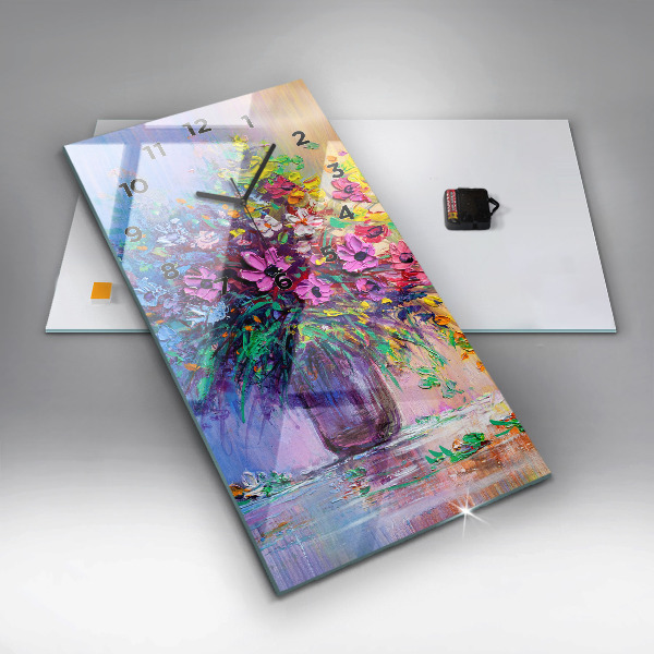 Vertikálne hodiny Kvety vo váze