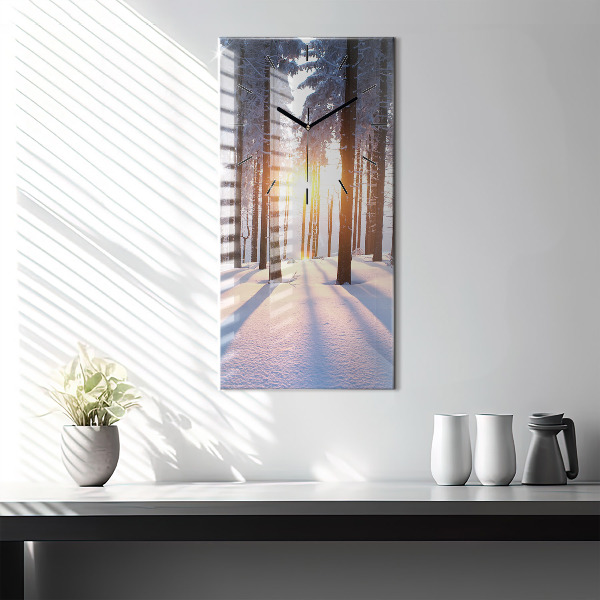 Vertikálne hodiny Lesný západ slnka