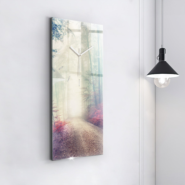 Vertikálne hodiny Jesenná cesta lesná hmla