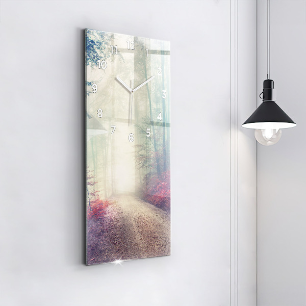 Vertikálne hodiny Jesenná cesta lesná hmla