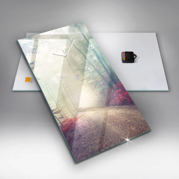 Vertikálne hodiny Jesenná cesta lesná hmla