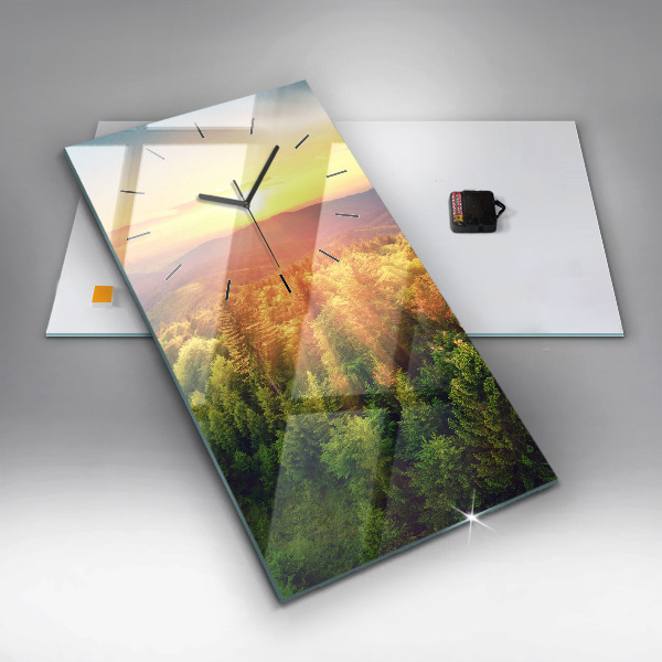 Vertikálne hodiny Západ slnka nad kopcami