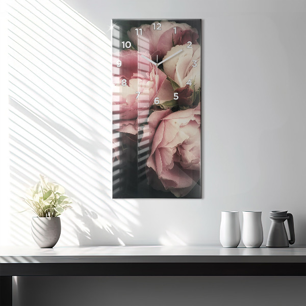 Vertikálne hodiny Kytica ružových ruží