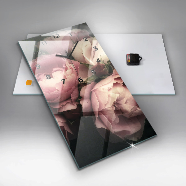 Vertikálne hodiny Kytica ružových ruží