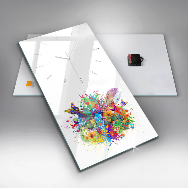 Vertikálne hodiny Kvetinová harmónia s motýľmi