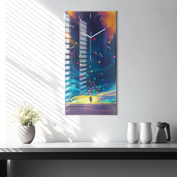 Vertikálne hodiny Dieťa a balóny