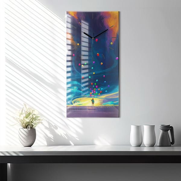 Vertikálne hodiny Dieťa a balóny