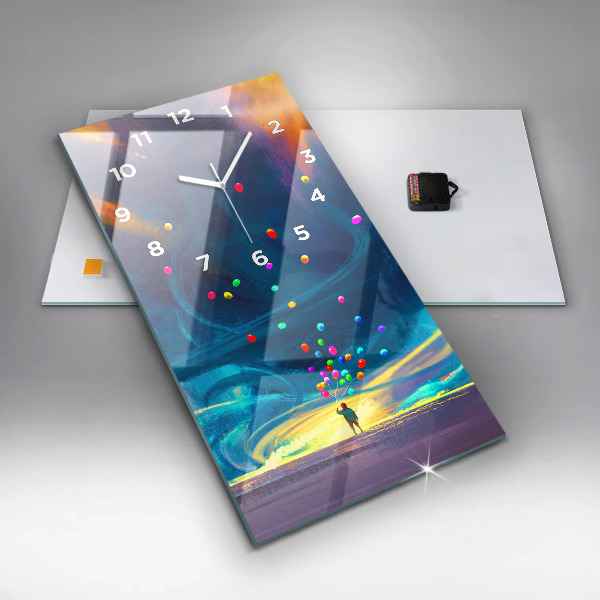 Vertikálne hodiny Dieťa a balóny