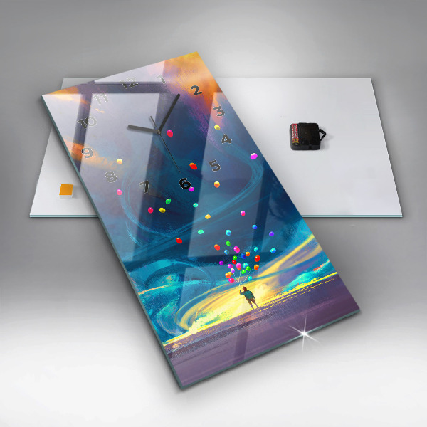 Vertikálne hodiny Dieťa a balóny