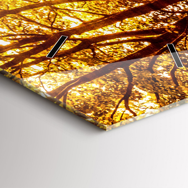 Vertikálne hodiny Lesná krajina na slnku