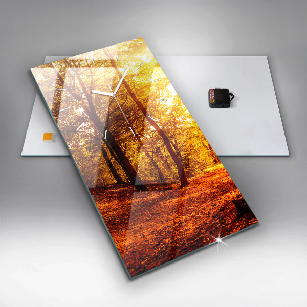 Vertikálne hodiny Lesná krajina na slnku