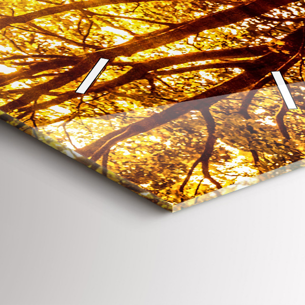 Vertikálne hodiny Lesná krajina na slnku