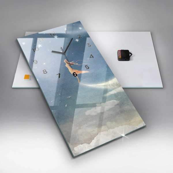 Vertikálne hodiny Dievča na Mesiaci