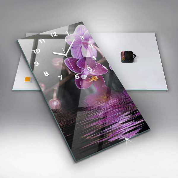 Vertikálne hodiny Kvet orchidey na vode