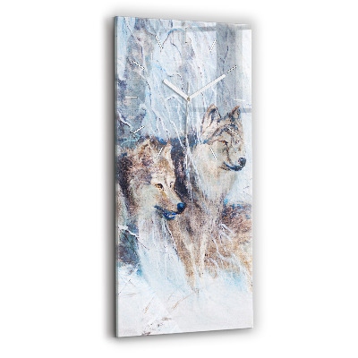 Vertikálne hodiny Vlci v lese