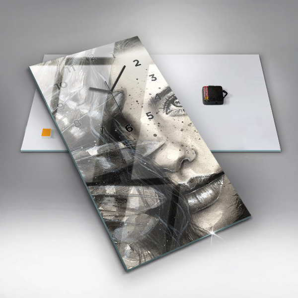 Vertikálne hodiny Maľovaný portrét