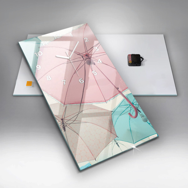 Vertikálne hodiny Pastelové dáždniky