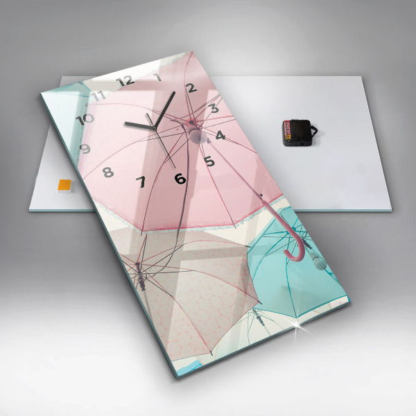 Vertikálne hodiny Pastelové dáždniky
