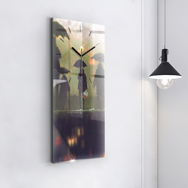 Vertikálne hodiny Ľudia s dáždnikmi