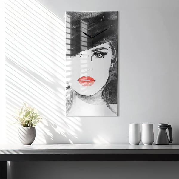 Vertikálne hodiny Žena v klobúku