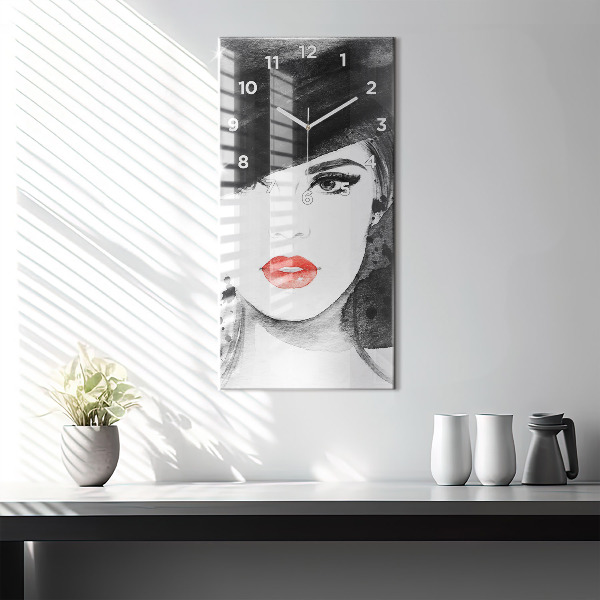 Vertikálne hodiny Žena v klobúku
