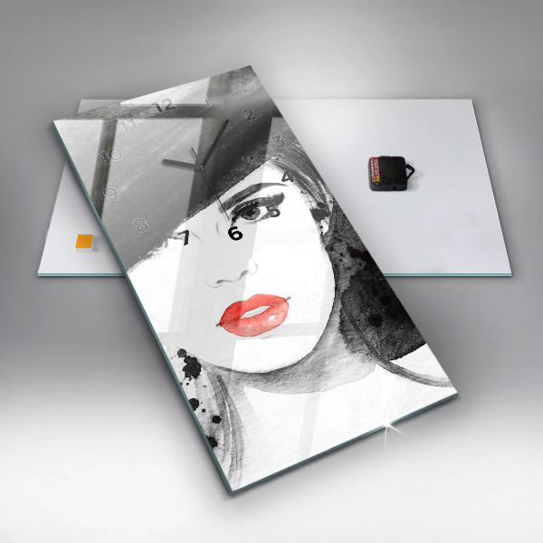 Vertikálne hodiny Žena v klobúku