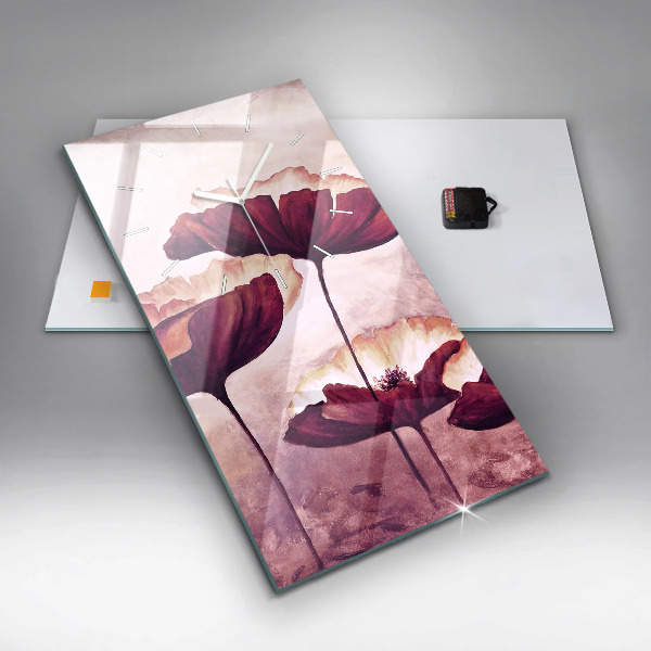 Vertikálne hodiny Kvitnúce kvety maku