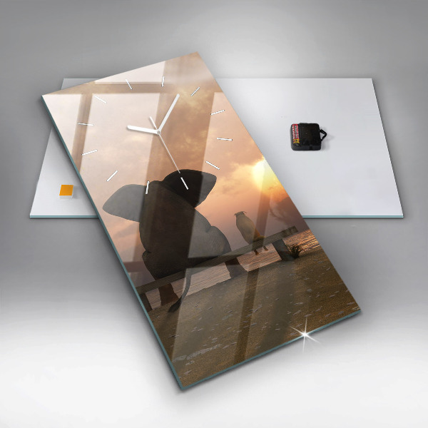 Vertikálne hodiny Zvieratá a západ slnka