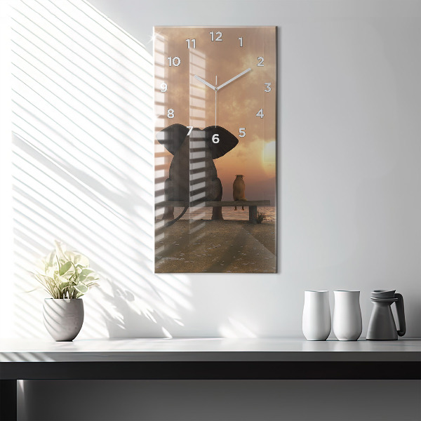 Vertikálne hodiny Zvieratá a západ slnka