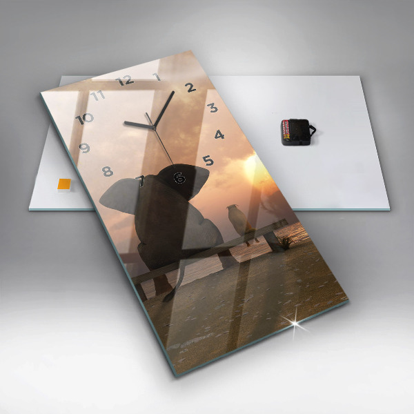 Vertikálne hodiny Zvieratá a západ slnka