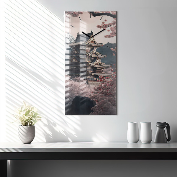 Vertikálne hodiny Veža a kvety v Ázii