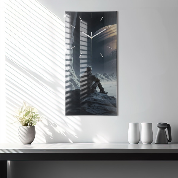 Vertikálne hodiny Muž na pozadí mesiaca