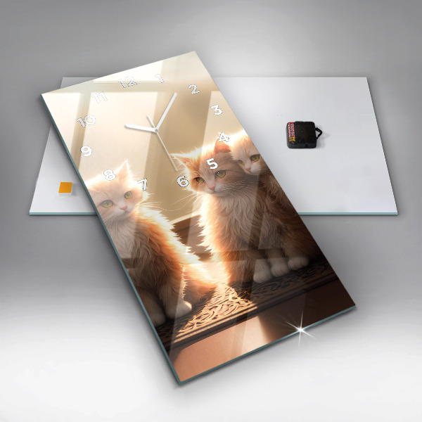 Vertikálne hodiny Štyri mačiatka na slnku